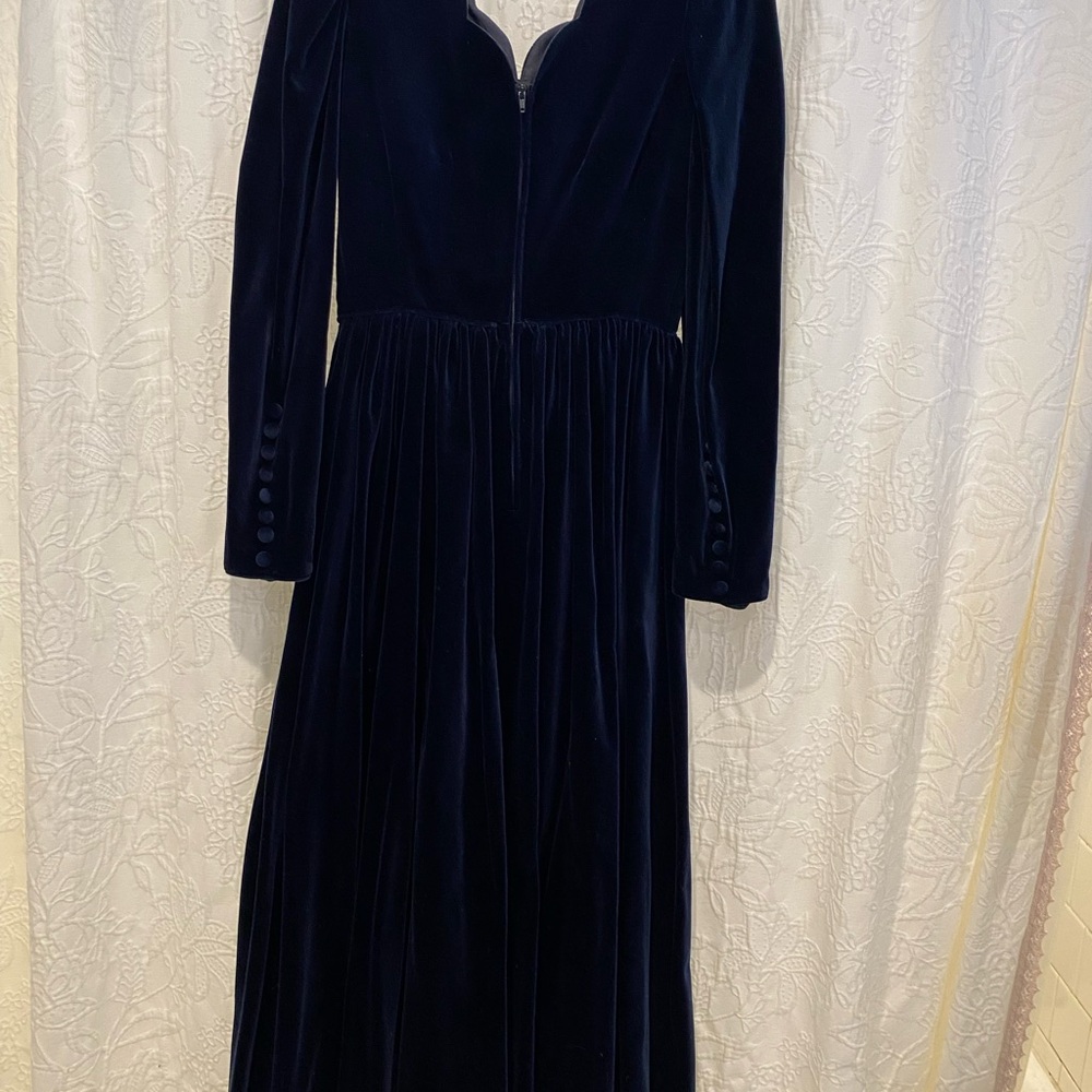 Beautiful Blue Velvet - Laura Ashley Full Length Dress Size 8 - Picture 3 of 13